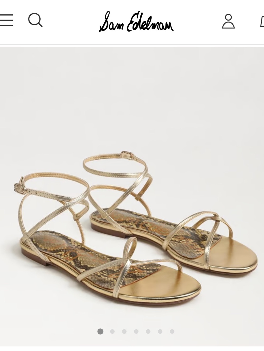 Sam Edelman Metallic Amber Gold Strappy Ankle-Wrap Sandals